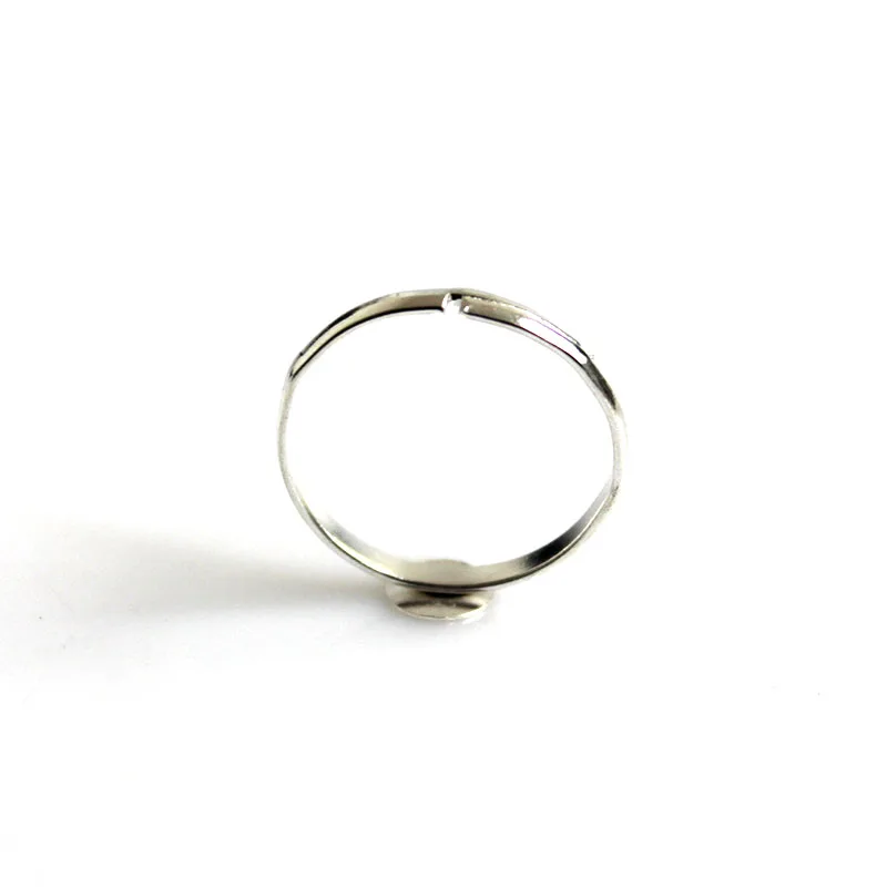 100pcs Silver Tone Adjustable Ring Bases Size 17mm Blanks Setting Flat