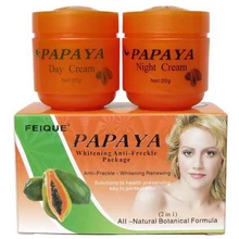 2 unids/set crema de día + crema de noche Papaya crema blanqueadora Anti peca mejorar la piel oscura refrescante de la Psoriasis de cuidado de la piel