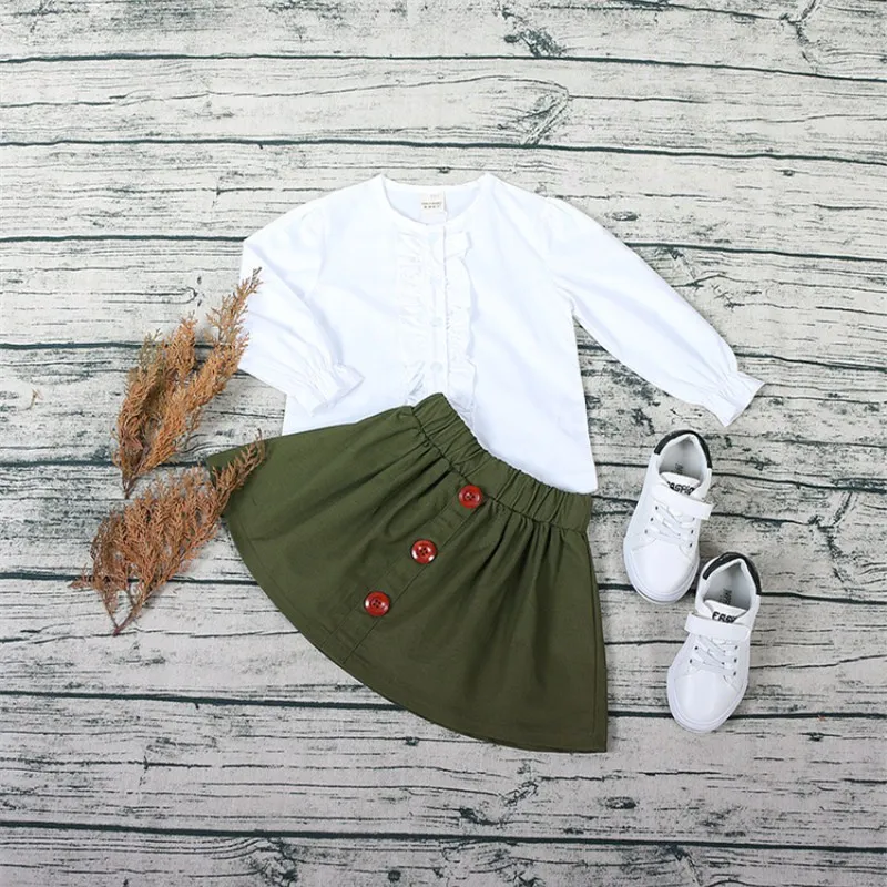 

Kids Clothes Set Girls Skirt +Skirts Set Spring Autumn Little Girls Clothing Sets Long Sleeve Blouses and Skirt Fashion Girls O