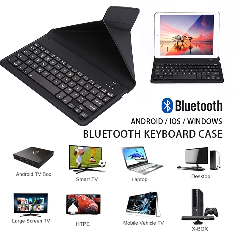 Ультратонкая клавиатура чехол-подставка PU + ABS Беспроводной клавиатура для заряжаемой bluetooth-клавиатуры чехол Tablet