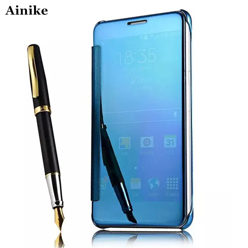 Ainike Window View Electroplating Mirror Flip Smart Phone Cover Hard Back Case for Samsung Galaxy S8 J3 J5 J7 Prime A8 A9 C9 A5 | Мобильные