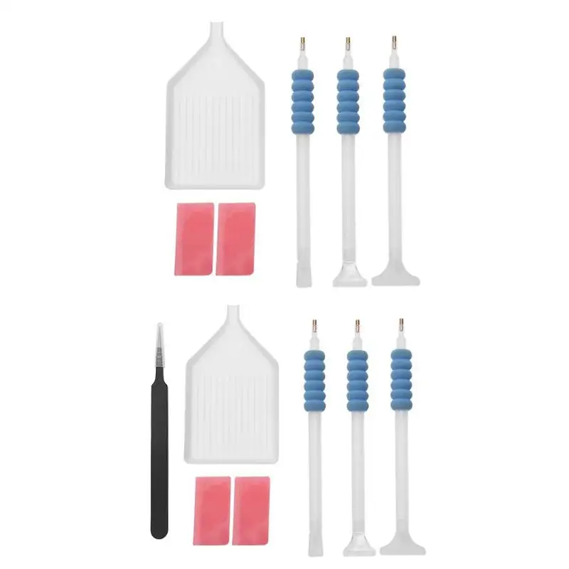 

5D DIY Diamond Painting Cross Stitch Embroidery Point Drill Pen Tools Kit with Stainless Steel Tweezers Pen Glue Plastic Tray