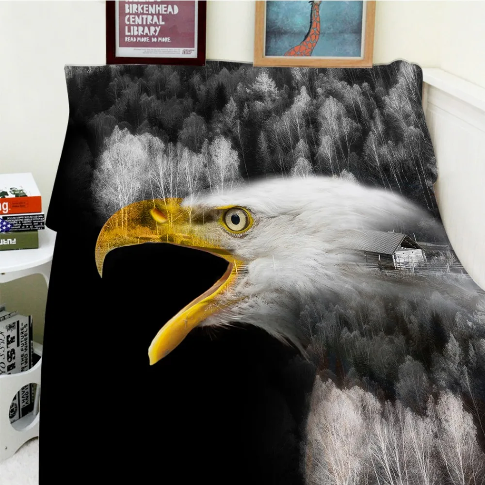 

Super Soft Blankets Comfort Plush Machine Wash Eagle Forest Black White Phantom S Bed Throw Cobertor Blanket