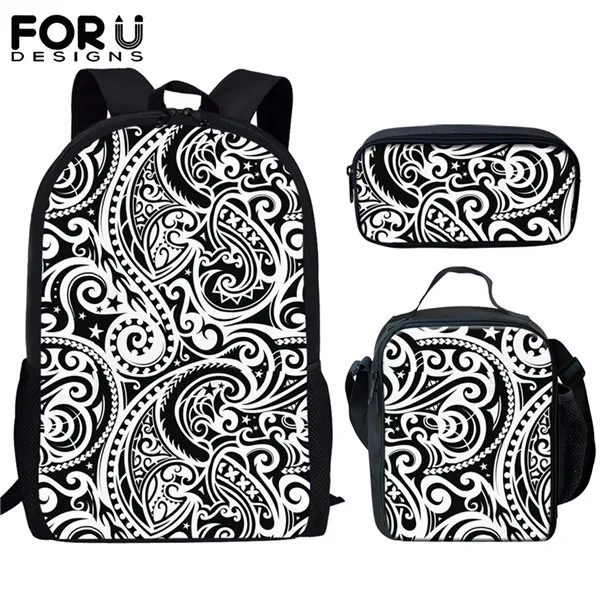 FORUDESIGNS Polynesian Traditional Tribal Print 3pcs Primary Kids School Bags Set Children School Backpack Satchel Shoulder Bags - Цвет: HX395CGK