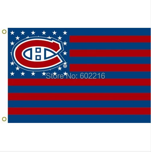 Montreal Canadiens Star And Stripe Usa Nation Flag Hockey Banner