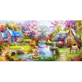 

Diy Diamond Painting Hut horse river Cross Stitch Kits Full square 5d Diamond Embroidery Mosaic Home Decor Y2389