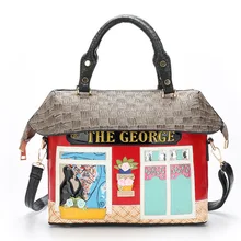 Женские кожаные Лоскутные сумки на плечо с вышивкой, женская сумка-мессенджер, сумки, сумки Braccialini, фирменный стиль, художественная мультяшная сумка