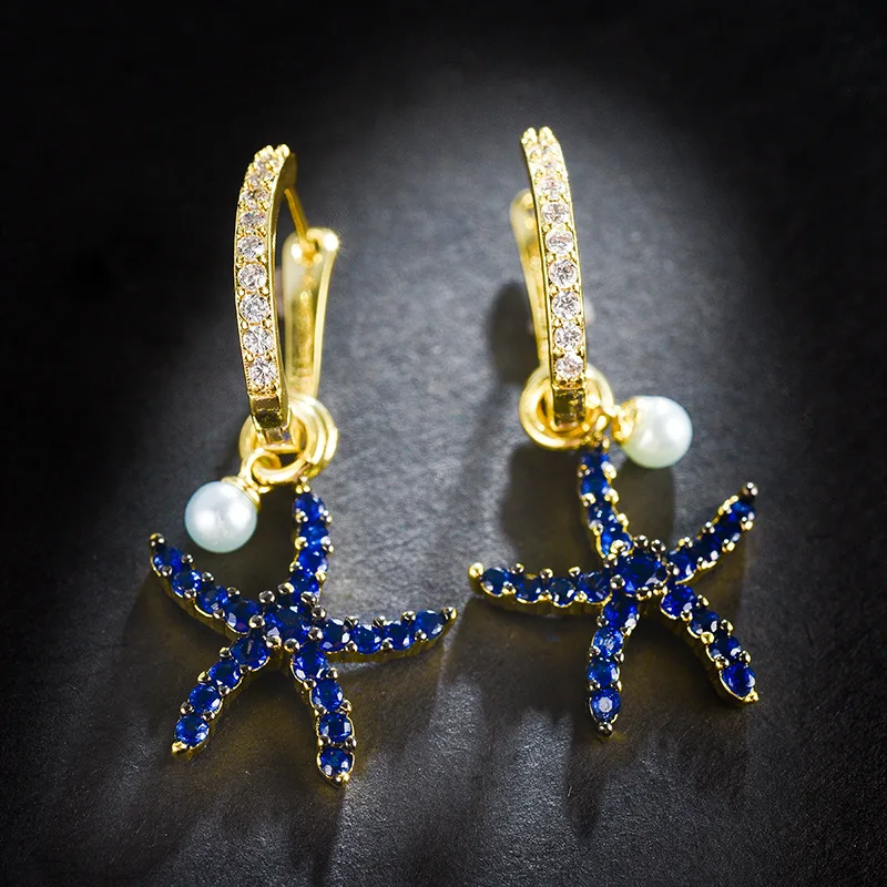 OL модные мини серьги в виде морской звезды изысканные микро панели AAA Nanostone Star с