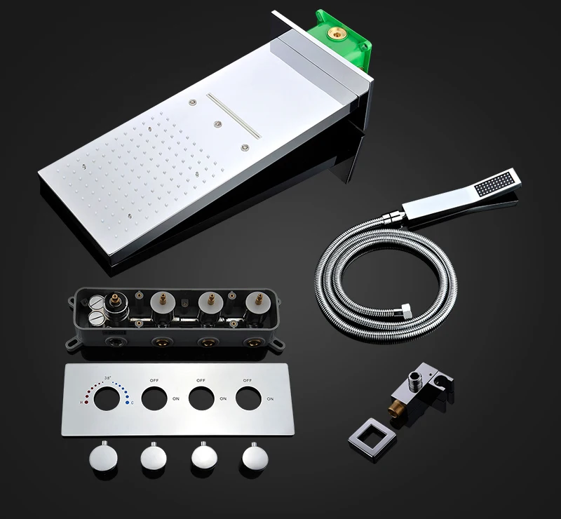 22 LED Shower System Rain And Waterfall Shower Head Water Saving Hand Shower Valve  Waterfall SPA Bath  Shower Faucets (32)