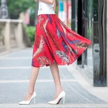 Стройная летняя шифоновая юбка средней длины, а-образная юбка средней длины с большим кулоном, короткая юбка, размер выше колена, средняя S