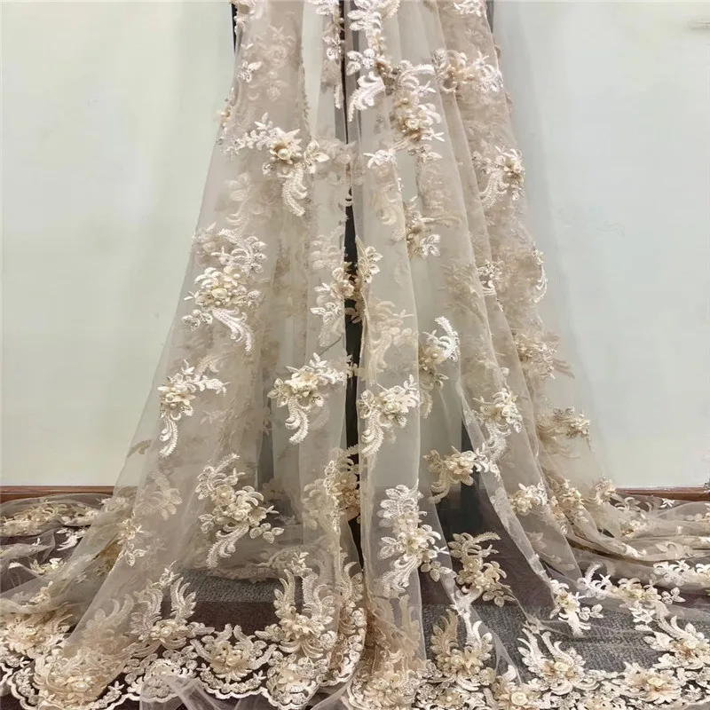 

High-end fabrics and workmanship, the new lace lace fabric has handmade beads for wedding/party/dress HJ741-1