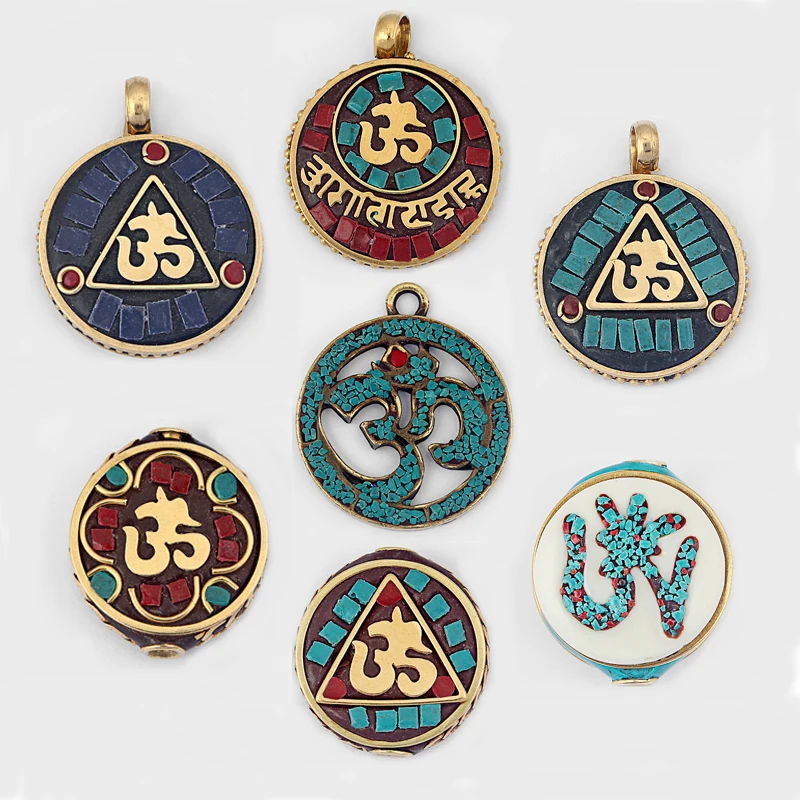 

3pcs Colorful Enamel Clay Round Carve OM Yoga Silde Spacer Pendant Fit DIY Jewellery Making Findings