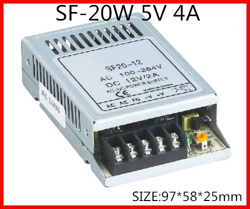 

20W 5V 4A Ultra thin Single Output Switching power supply for LED Strip light 90-264 V AC Input