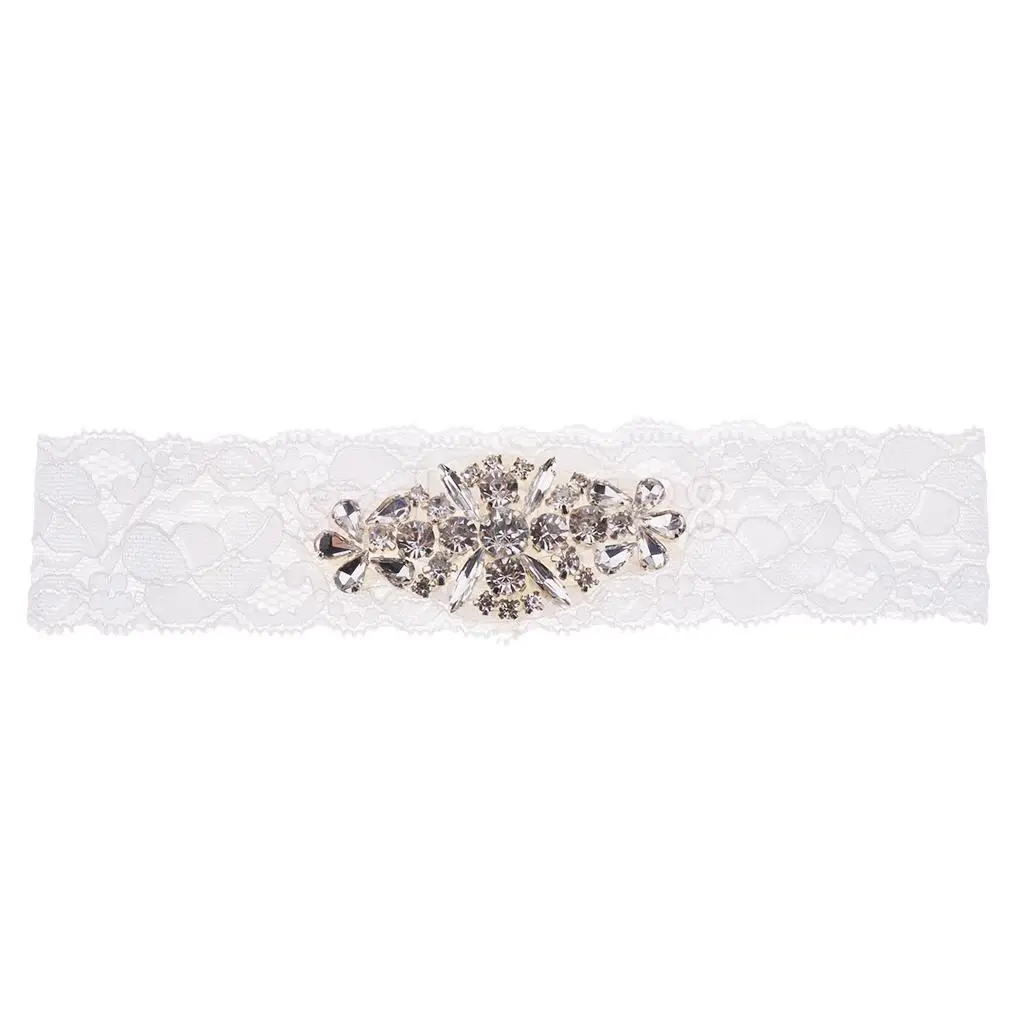 Elegant Crystal Diamante Wedding Bride Lace Garter Hen Stag Night Bachelorette Party Fancy Dress Gift