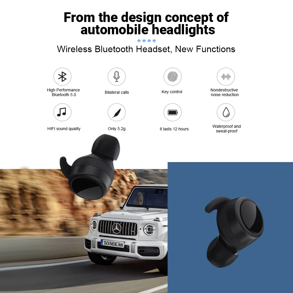 Беспроводные Bluetooth наушники TOMKAS TWS 5 0 3D стерео свободные руки спортивные