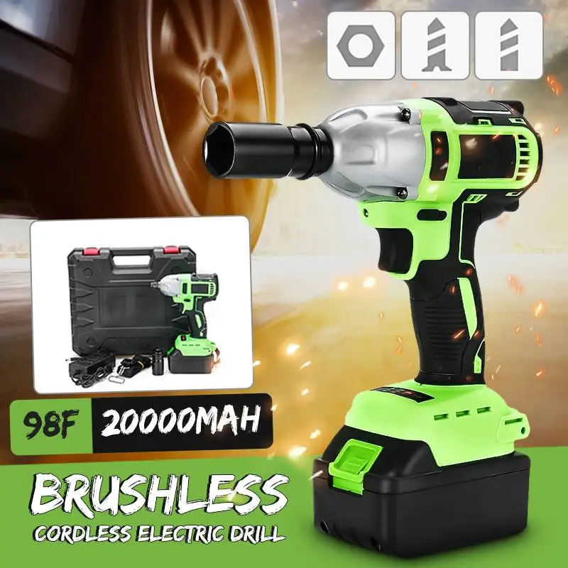 

Brushless Cordless Electric Wrench 320N.m Impact Socket Wrench 98F 20000mAh Battery Hand Driver Drill Home Repair Power Tools