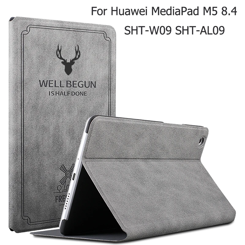 

New Magnetic Matte Leather Smart Case For Huawei MediaPad M5 8.4 SHT-W09 SHT-AL09 Auto Wake Sleep Stand Flip Cover + Gift