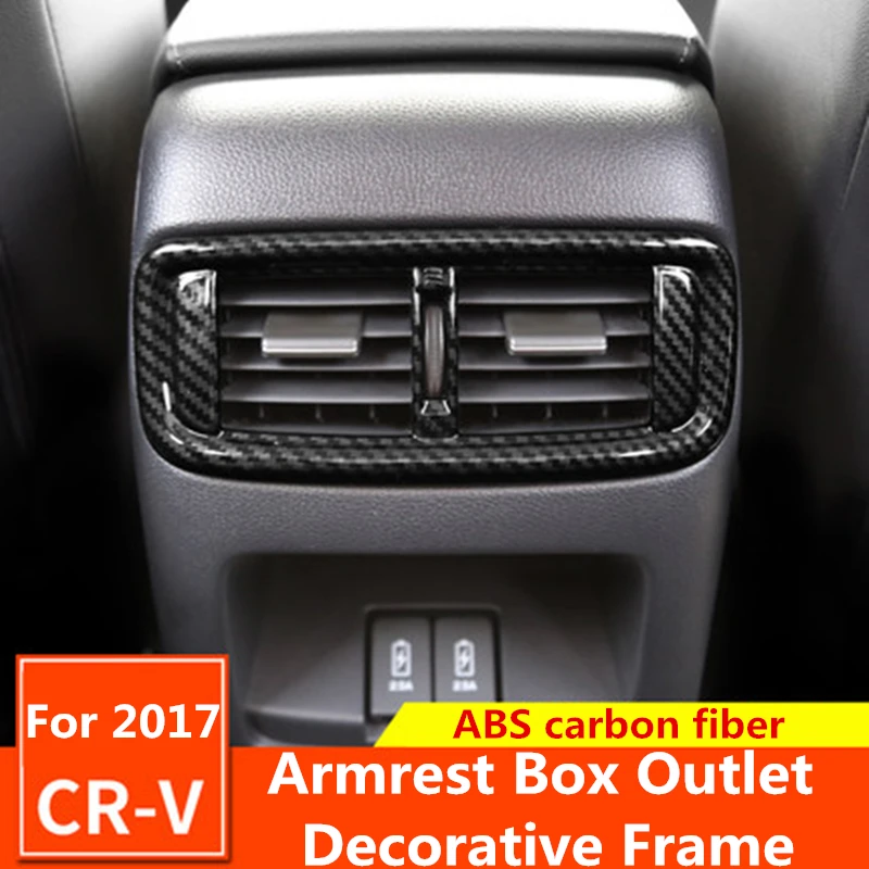 For Honda CRV 2017 2018 CR-V 5 Car ABS carbon fiber Rear air outlet decorative frame Armrest box outlet stainless steel sticker