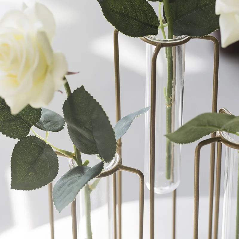 MIZ скандинавские украшения для дома, стеклянные трубки с геометрическим сплавом, держатель для вазы, настольные стеклянные прозрачные цветочные вазы для свадебного декора