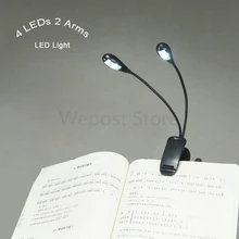 Супер яркая двойная рука лампа на гибкой ножке светодиодный книга для чтения клип на свет для kindle Arm настольная лампа для изучения atmospherнастольный свет