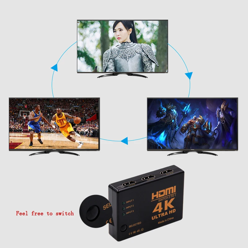 Высокое качество Мини 4K HD1080P HDMI коммутатор 3x1 порт видео HDMI Переключатель Селектор разветвитель для HDTV DVD tv BOX PS3 PS4