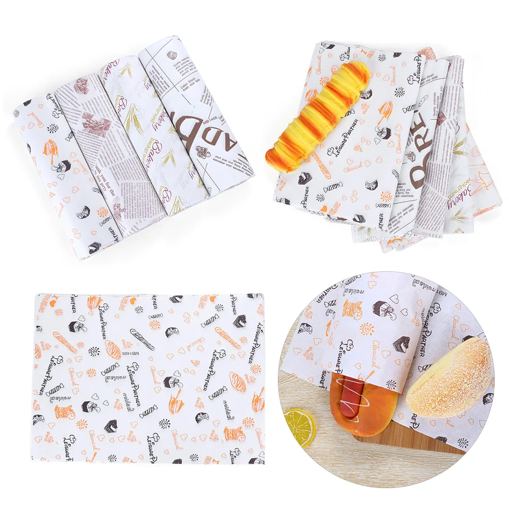 

2019 New Wrapping Oil-proof Gift Party Decorate Hamburger Packging Greaseproof Wax Paper Food Bag Bread Craft Kitchen Gadgets