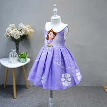 Платье принцессы Софии с принтом Эльзы и Анны новые платья без рукавов хорошего качества модные вечерние платья для выпускного вечера для девочек