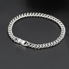 Мужские браслеты 925 Реальные серебро 6 мм 22 см браслет-цепочка