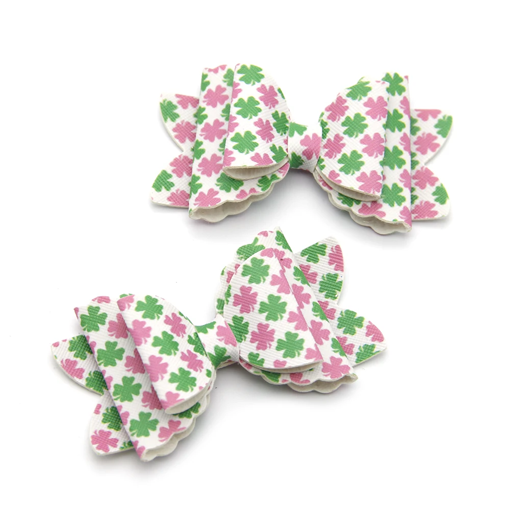 

David accessories 85x51mm Stripe Animal Printed Synthetic Leather Bows Bow-knot Hair Accessories Crafts Girl Decor DIY,5Yc6686