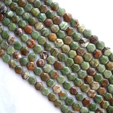 Натуральный в африканском стиле зеленый опал плоская Шестигранная форма 12*13 шарики для самостоятельного изготовления ювелирных изделий браслет, ожерелье, серьги