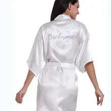 RB71 модная Свадебные вечерние халат письмо невесты на халате задняя Для женщин короткий атласный свадебное кимоно Пижама спа-халаты для женщин
