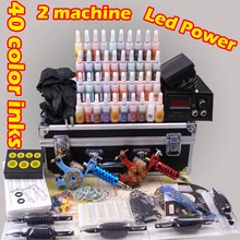 Набор для татуажа для перманентного макияжа косметический полный комплект тату-машинки 2 пушки с футляром для переноски