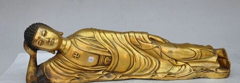 

Free Shipping Free Shipping 0 tibet buddhism bronze gilt sleep sakyamuni Shakyamuni Tathagata buddha statue