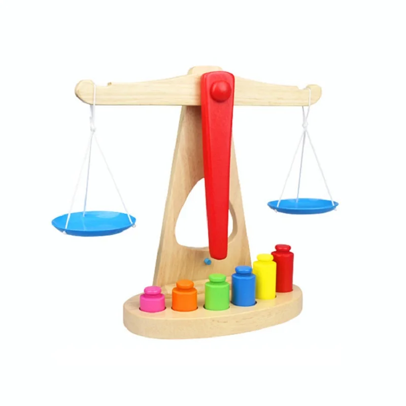 

Kid's Soft Montessori Wooden Balance scales Blocks Toy Set Pretend Play toys for children table game