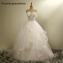 Forevergracedress Real Photos Long Wedding Dress New White Applique Tulle With Lace Up Back Bridal Gown Plus Size Custom Made