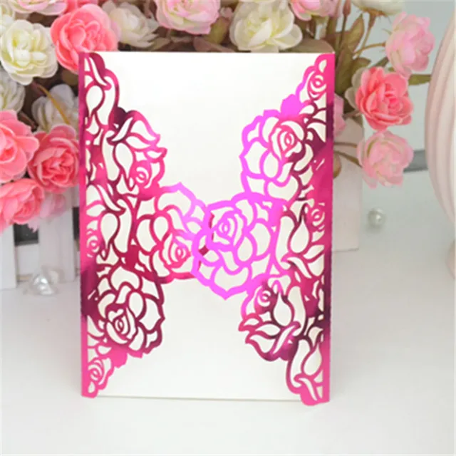 Mr And Mrs Wedding Invitation Cards Striking Hot Pink Metallic Paper Mr And Mrs Wedding Invitation Cards Striking Hot Pink Metallic Paper In Crafts Laser Cut Invitations