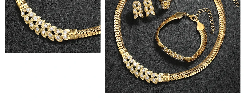 BTSETS Bridal Dubai Jewelry Sets For Women Gold Color African Beads Jewelry Set Wedding Imitation Crystal Choker Necklace Set (3)