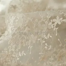 Слоновая кость вышитая кружевная ткань Ретро Цветочный из хлопчатобумажной ткани кружевная ткань сетка кружева Мягкая