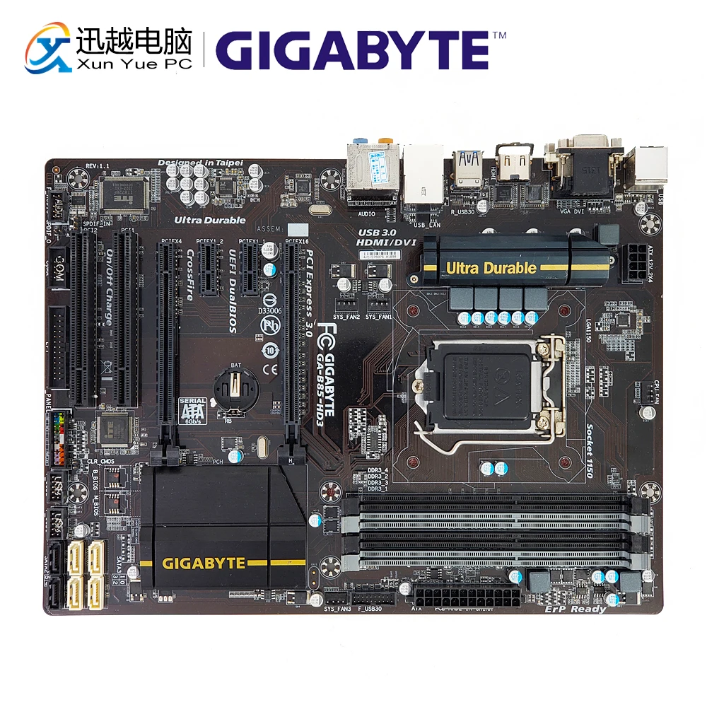 Gigabyte GA-B85-HD3 рабочего Материнская плата B85-HD3 B85 LGA 1150 i7 i5 i3/Pentium/Celeron DDR3 32G SATA3 USB3.0 VGA, HDMI, DVI HDMI блок питания ATX