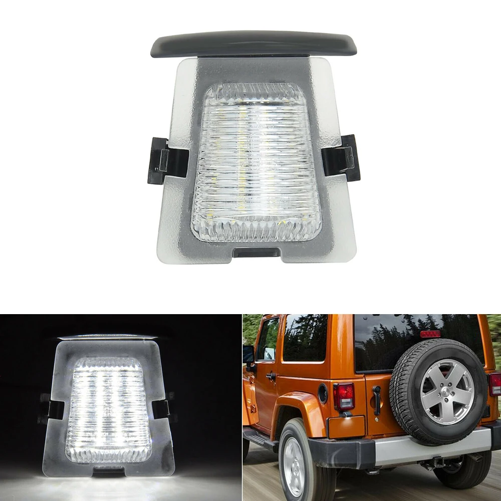 

Rear Bumper White Led Number License Plate Light Lamp For Jeep Wrangler JK 07-18