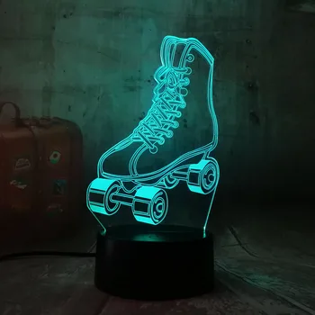 

Amroe 3D RGB LED Night Light Roller Skates Multicolor 7 Color Change Table Lamp USB for Child lamp Christmas Decror Novelty Lava