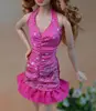 Pink Hand Made High Quality One Piece Short Dress With Flounced Edge Dress Vestido For Barbie Dolls For 1/6 Doll Accesories ► Photo 3/3