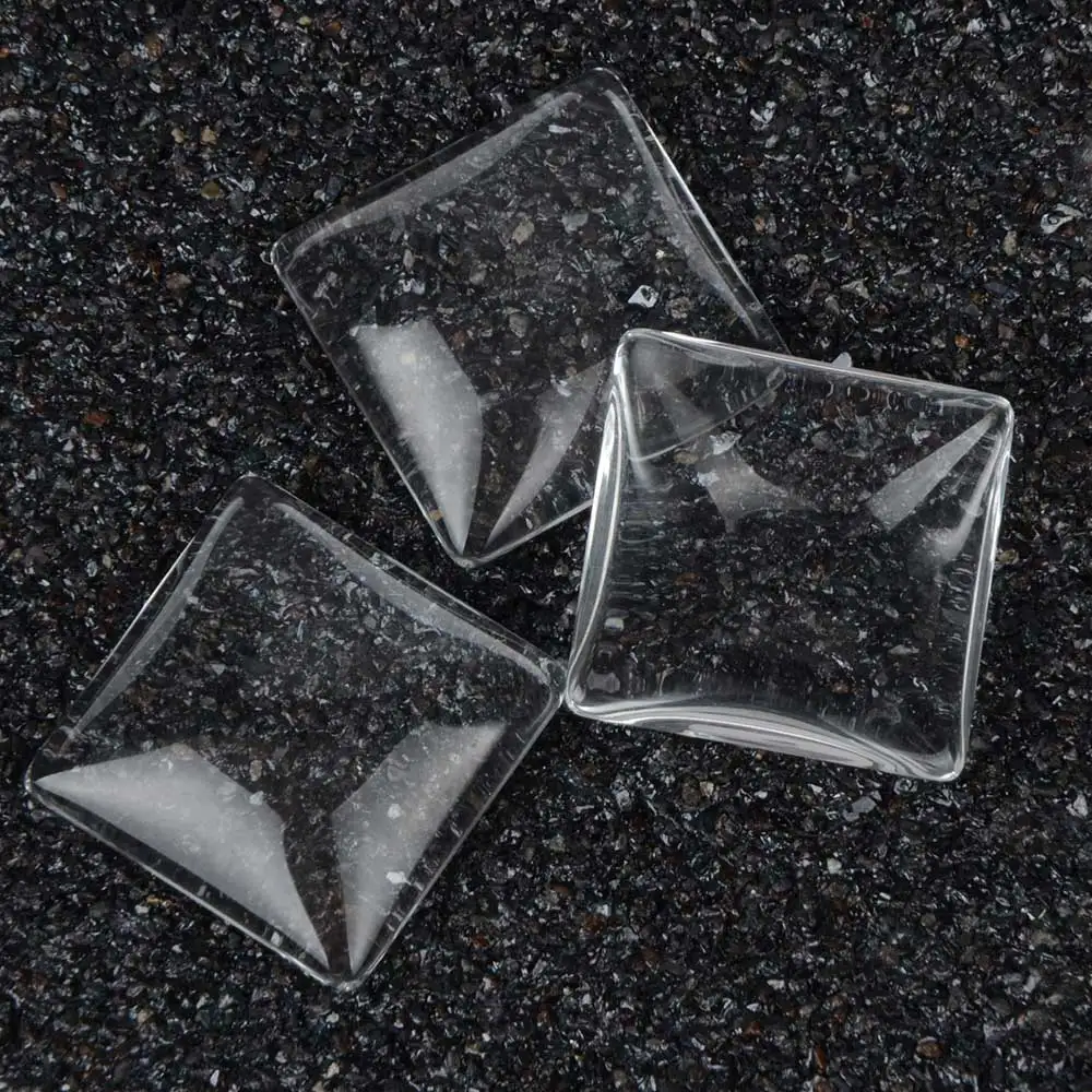10pcs/lot 25mm Square Flat Back Transparent Clear Glass Cabochon Jewelry For Making | Украшения и аксессуары