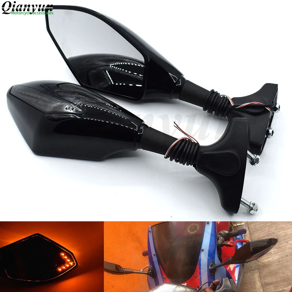 

Universal Motorcycle LED Steering Light Flash Rearview Mirror Side View Mirror For Honda GROM CBR250R CBR300R CB300F CBR500R