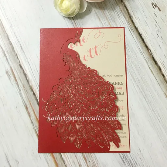 Whole Laser Cut Paper Pea Wedding Invitations Red Whole Laser Cut Paper Pea Wedding Invitations Red Pocketfolds Pocket Envelopes In Cards From Home