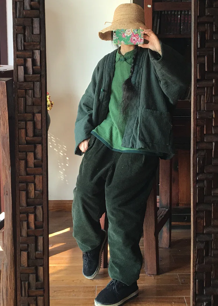 Women Loose Corduroy Padded Pants Winter Warm Pants 2019 Ladies Solid