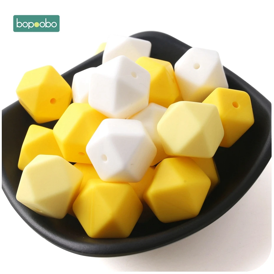 Bopoobo 50pc Silicone Hexagon Beads Baby Teething Beads Silicone Rodent Baby Nursing Accessories Silicone Teething Beads