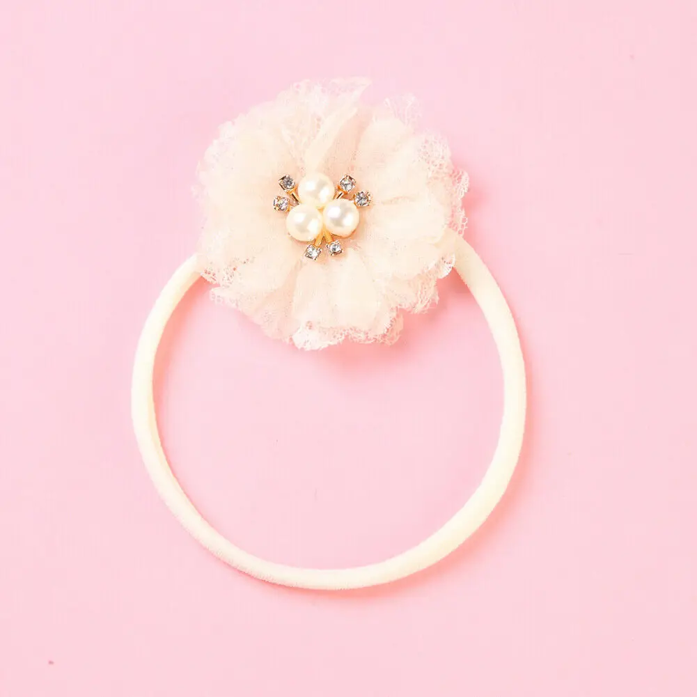 7 Colors Kid Girl Baby Pearl Flower Hair Ring Rope Holder Cute Elastic Colorful Band Ring Kids Baby Girl Lovely Hair Accessories