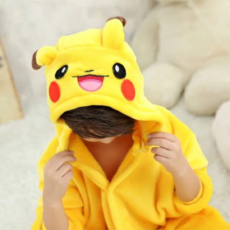 Пижамы с единорогом Kigurumi, детские пижамы для мальчиков и девочек, Фланелевая пижама Picachu Stich, комплект одежды для сна с животными, зимние комбинезоны для детей 4-12 лет