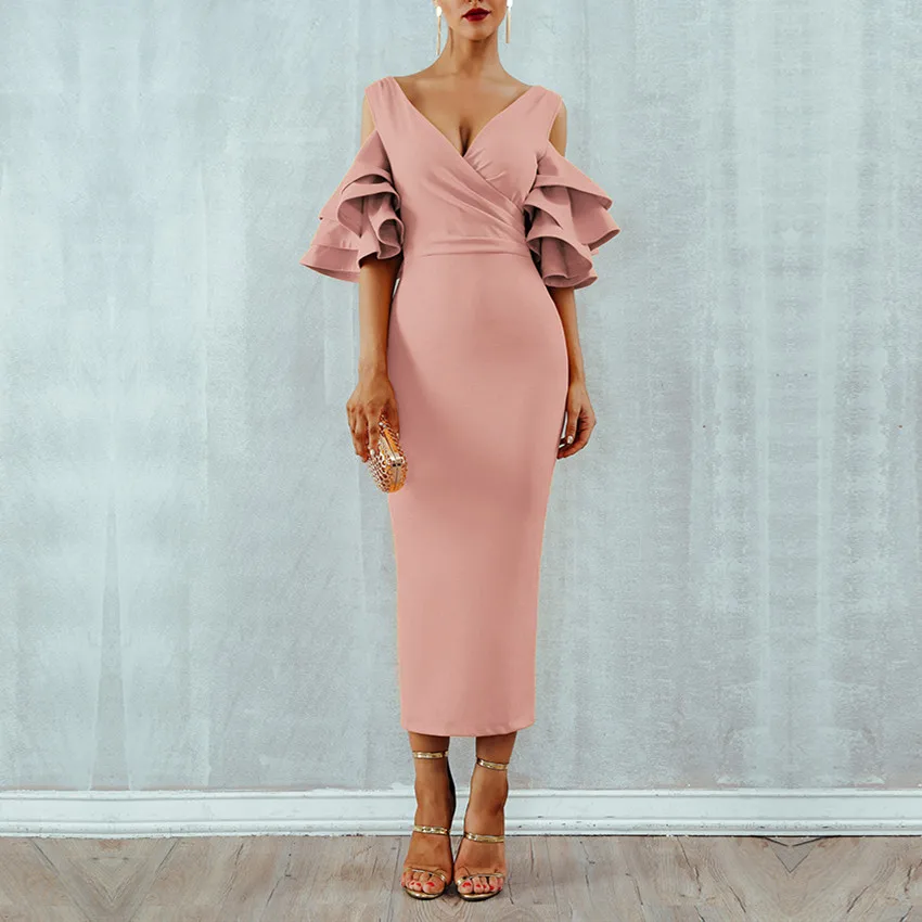 DressBird 2019 женское летнее облегающее вечернее платье сексуальные платья с V